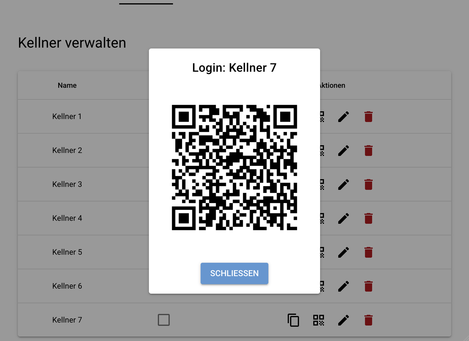 Admin Kellner Login QR-Code