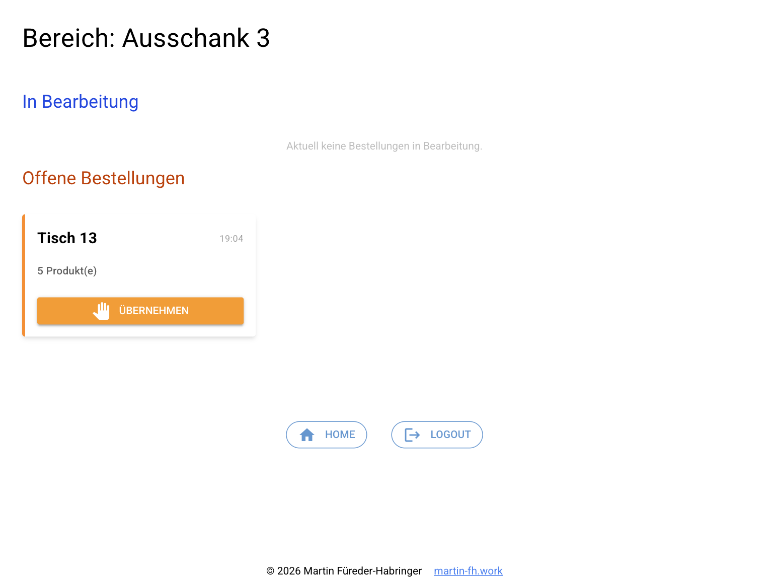 Ausschank Bestellübersicht