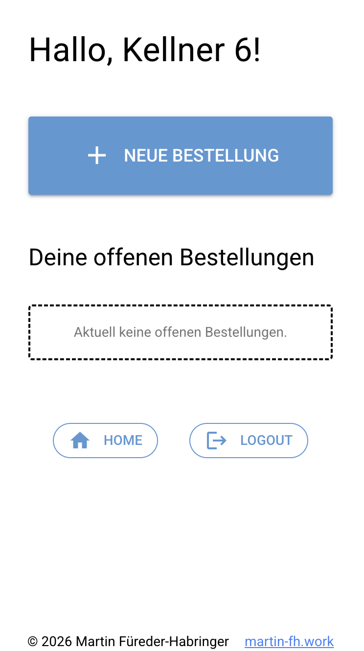 Kellner Bestellung Startscreen