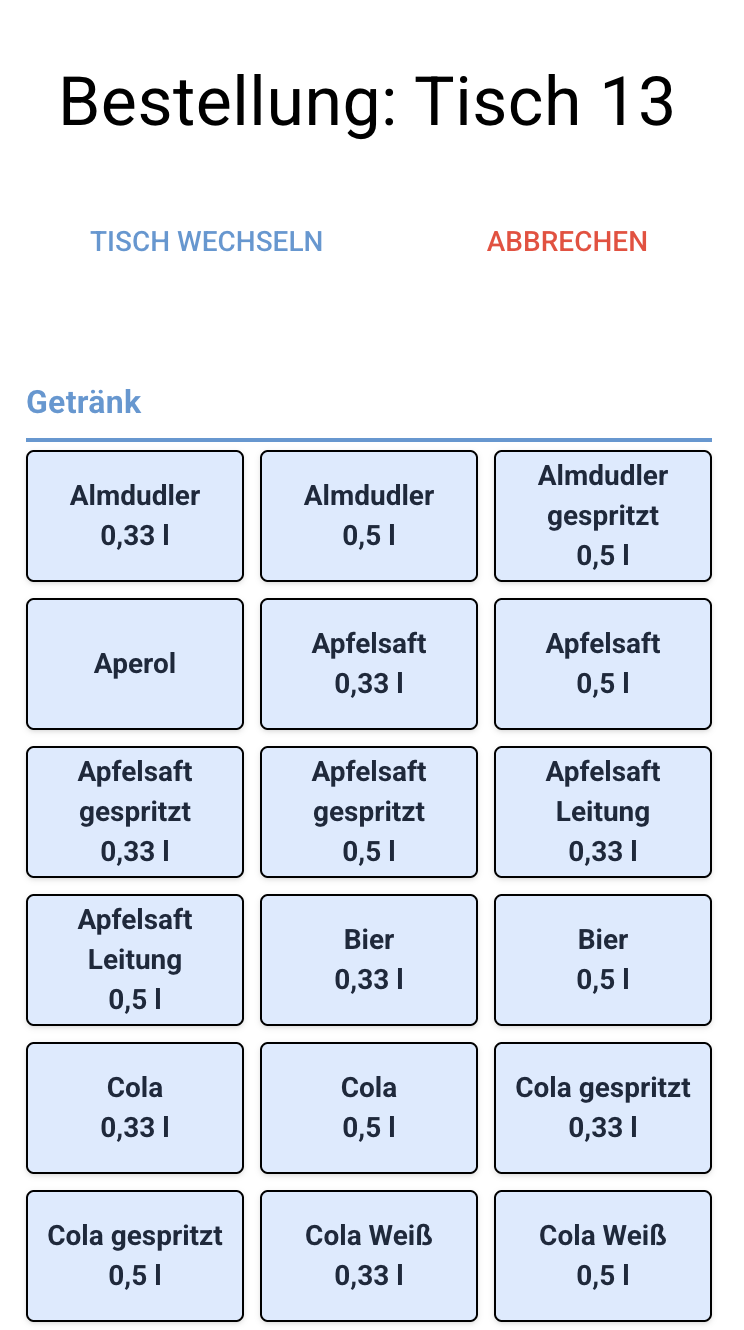 Kellner Produkte auswählen