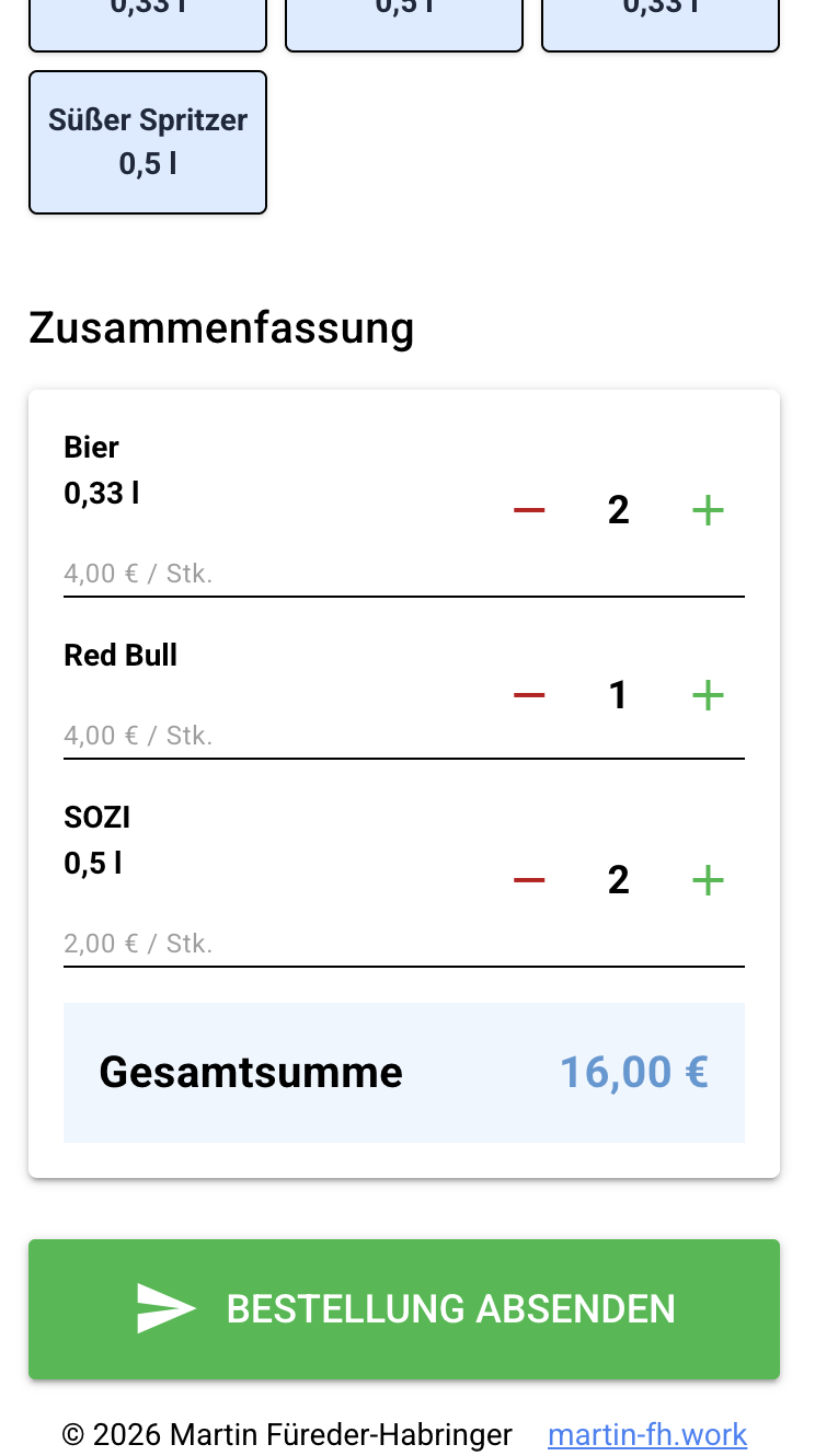 Kellner Bestellübersicht